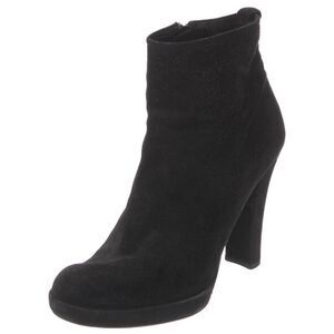 Pedro Garcia Black Suede Ankle Stiletto Heels Booties Size 35.5